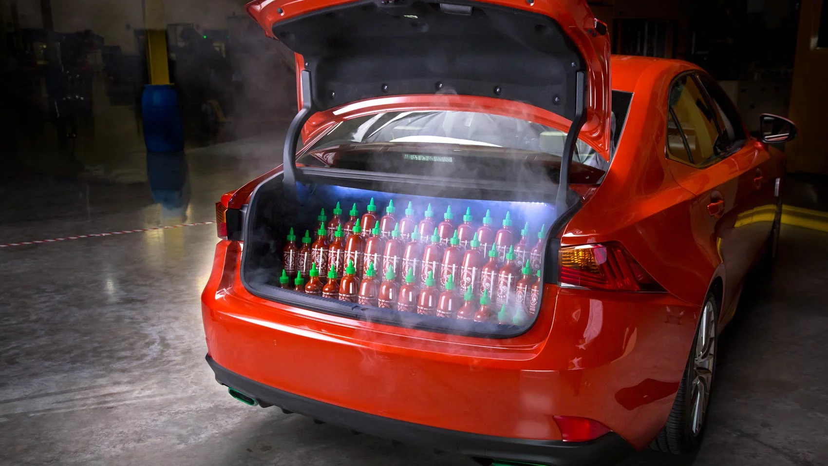A trunk full of Sriracha, which was glorious.