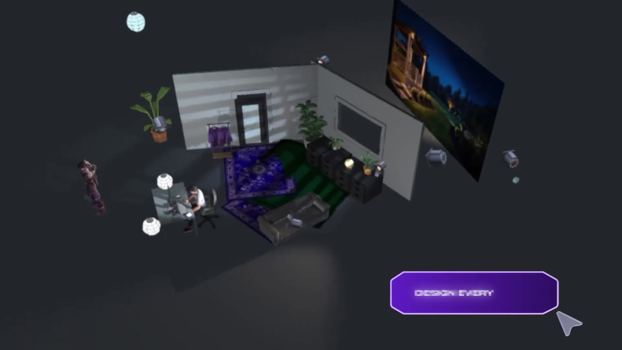 Previs of a gamer's room set