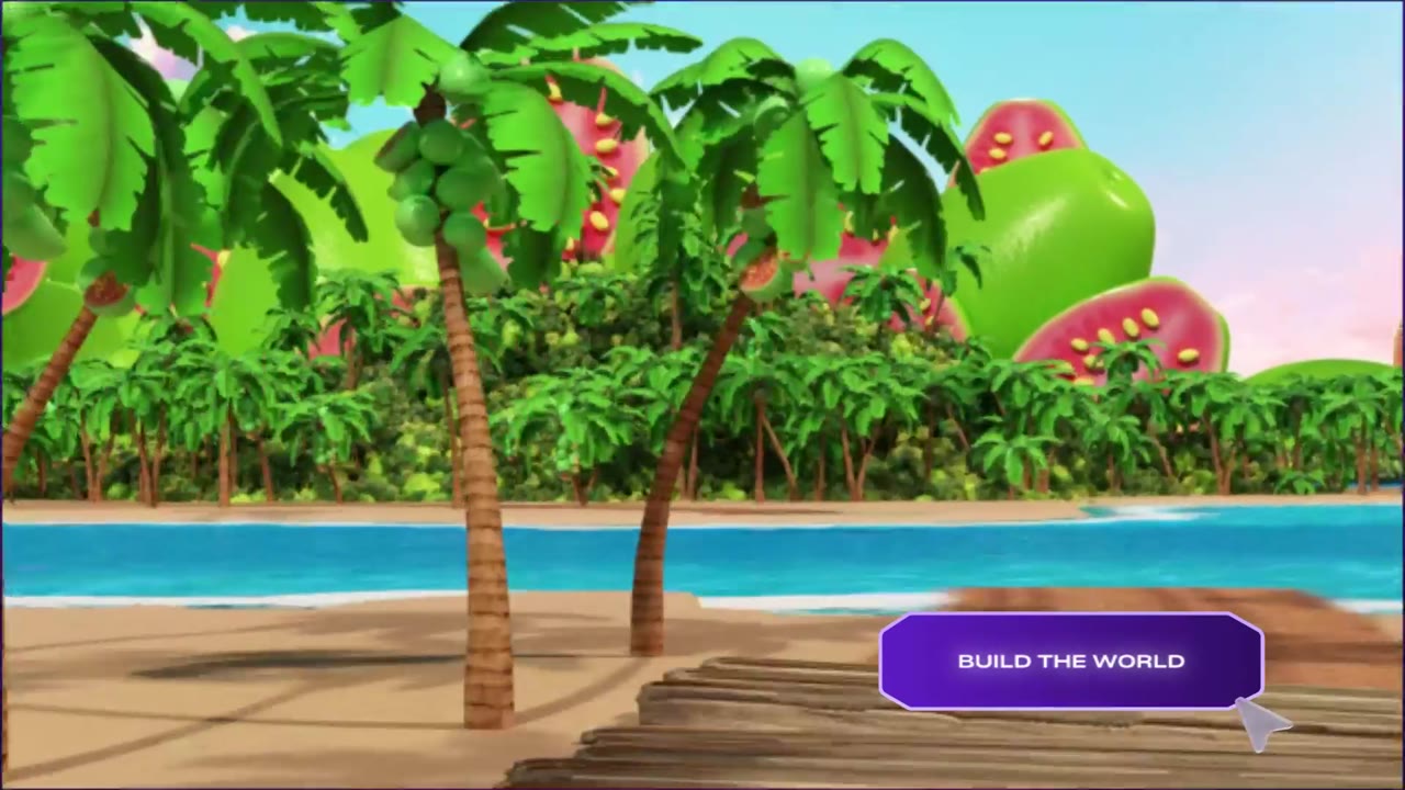 A game world built out of guava and watermelon
